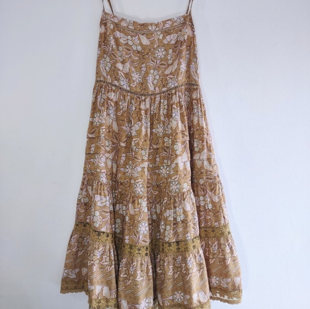 Jaase Boho Tiered Golden Yellow Tiered Mini Dress | NWT| Size Medium - Picture 4 of 11
